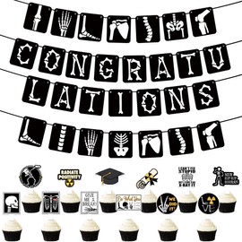 KARAQY Radiologist Graduation Party Decorations - Radiology X-Ray Banner Garland and Medical Orthopedic Cupcake Topper Set