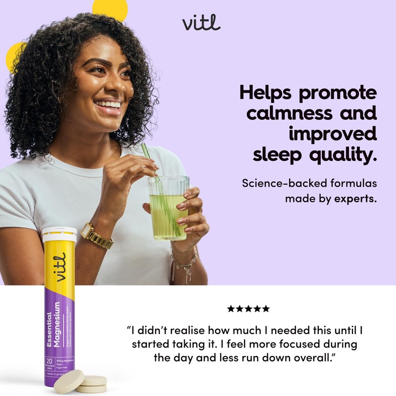 Vitl Essential Magnesium Effervescent Tablets | Supports Better Sleep, Calmness