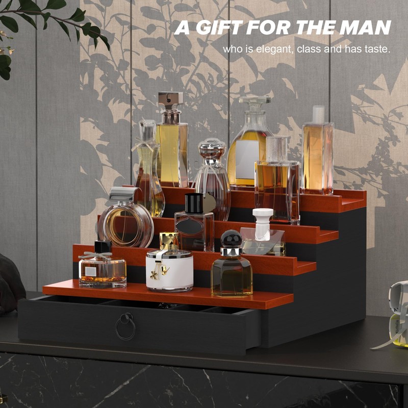 upcessory Cologne Organizer for Men, 4 Tier Perfume Stand, Cologne