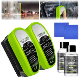 Gtyuoo Automotive Oil Film Cleaning Brush for Car Windows,2025 New 2.0 Green Oil Film Wipe,Car Windshield Cleaner Tool,Universal Cleaning Wipe Board (2PCS)