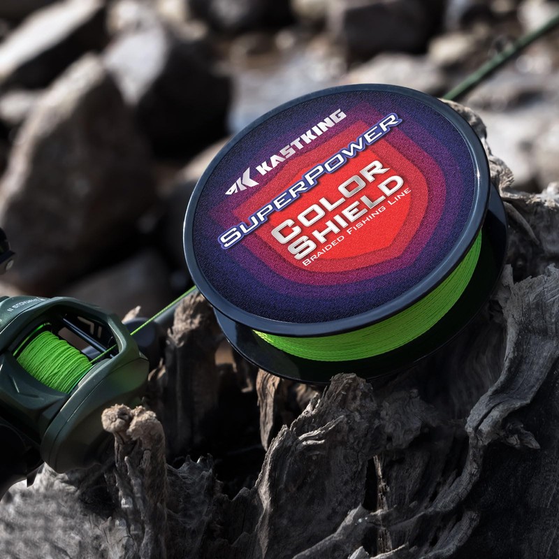 KastKing Superpower ColorShield - Línea de pesca trenzada, verde neón,