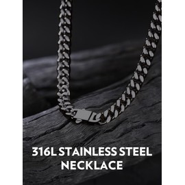 Bandmax Black Chain for Men 7MM Miami Cuban Link Chain Necklace Mens Rapper Chains 20Inch Cadenas para Hombre Gift for Husband Son Father