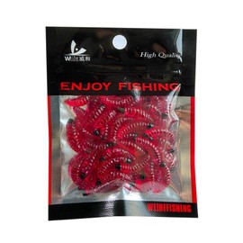 50PCS 2.4cm Maggot Grub Soft Lure Baits Worms Fishing Lures, Fishing Gears for Bass Trout Salmon Attractants Frogs, Fishing Accessories, Gifts for Men Fishermen (Red)