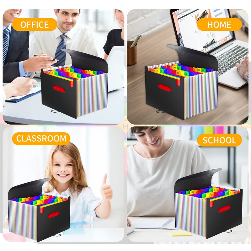 Expanding File Organiser Box Files Folder,24 Pockets Document Organiser Filing