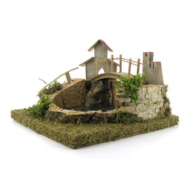 Bertoni Wooden Mountain Lake with Bridge and Tree, Wood, Multi-Colour, One Size