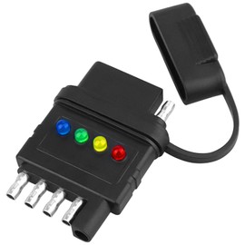 5-Way Flat Trailer Wiring Tester for 5-Pin Adapters, LED Circuit Continuity Test for Tail Lights, Brake Lights, Turn Signals, and Troubleshooting. Male-Female Connector Tester