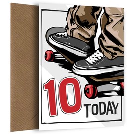 Skateboarding 10th Birthday Card for Boy - 10Yrs Bday Card for Son, Great Grandson, Nephew or Brother. Happy Birthday Card for 10 Year Old Skateboarder Boy