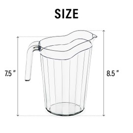 DecorRack 6 Pack - 75 oz Polycarbonate Plastic Pitcher Beverage Dispenser with Pour Spout Shatterproof Catering and Restaurant Serveware for Cold Drinks, Water, Lemonade, Beer, and Sangria (6 Pack)