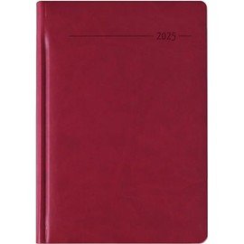Zettler - Tucson 2025 Book Calendar, Red, 15 x 21 cm, Pocket Calendar in Tucson Cover with 416 Pages, 1 Day on 1 Page, Address Part, Monthly Overview, Moon Phases and International Calendar