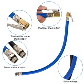 Marjoramy Pack of 2 tyre inflator hose, 12.5 mm tyre inflation hose, brass car valve adapter, valve extension, car valve adapter, universal tyre inflator hose adapter, for motorcycle, car, bicycle