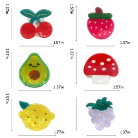 Bgffuy Fruit Hair Claw Clips for Women Girls, Funny Cherry Strawberry Hair Jaw Clip, Non Slip Bangs Hair Clamps Decoration Hair Accessories 6Pcs