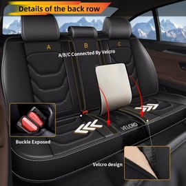 JIAMAOXIN Full Set Seat Covers for Ford Bronco Sport 2021-2024: Breathable Leather Car Seat Covers Cushion (5 Seat Full Set,Black)