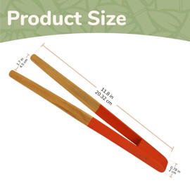 BambooMN 12" Reusable Bamboo "A" Toast Tongs - Natural Brown - 3 Pieces