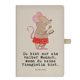 Mr. & Mrs. Panda DIN A5 Baumwoll Notizbuch Visagistin Herz - Geschenk, Ausbildung, Beauty Salon, Eröffnung, Arbeitskollege, Schreibbuch, Skizzenbuch,