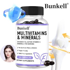 Bunkell Multivitamins Minerals Capsules Improve Energy Vitality Boost Immunity 120 Count