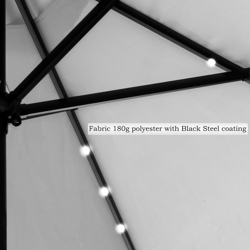 Trademark Innovations Rectangular Solar Powered LED Lighted Patio Umbrella -