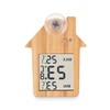 Weather Station House Shape Thermometer Bamboo Wood Suction Cup Gift