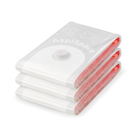 Compactor Aspispace Space Saving Large Vacuum Storage Bag For 1 Double Duvet 80 x 100cm - Clear, Pack of 3