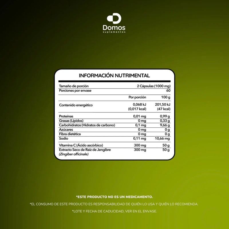Domos - Vitamina C Raz De Jengibre - 120 Cpsulas