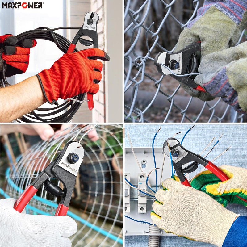 MAXPOWER Wire Cutter, 8-Inch Wire Rope Cutters for Steel Wire,