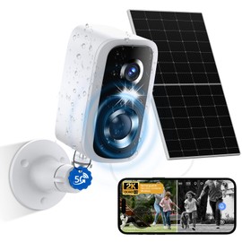 Solar Security Cameras Wireless Outdoor - HD 2K Battery Powered Cameras for Home Security Outside, 5G & 2.4G WiFi Surveillance Indoor AI Motion Detection,Color Night Vision,2-Way Talk,Waterproof