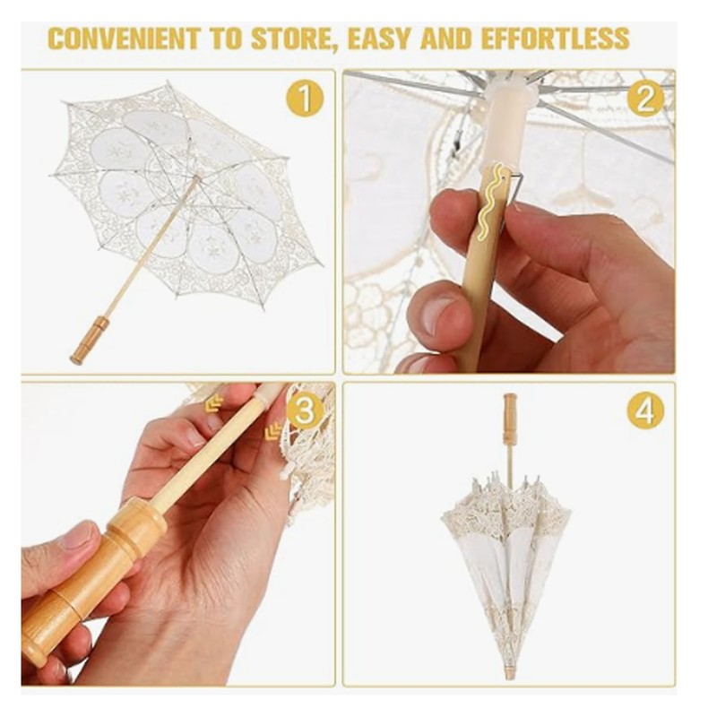 Lace Parasol Umbrella Wedding Bridal Lace Umbrella Decorative Embroidery Flower