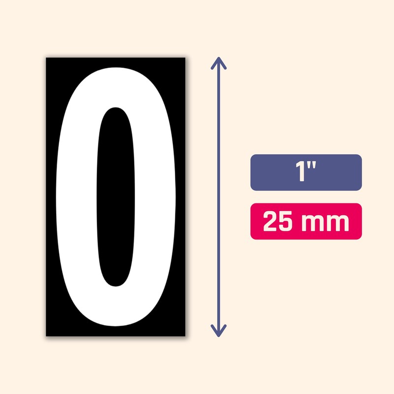 600 Pieces, 1" - Vinyl Number Stickers, Waterproof Stick On