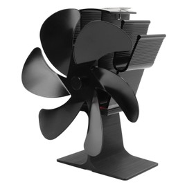 Fdit Heat Powered Stove Fan, Self Starting, 6 Blades, Quiet, Spiral, Black, 165mm Diameter for Wood, Gas, Pelletizing Furnaces