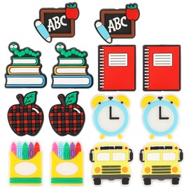 mortd 14Pcs Back to School Silicone Focal Beads Bulk, Silicone Beads for Beadable Pen Keychain Making, DIY Pen Beads Making Silicone Bead for First Day of School Party Supplies Gifts