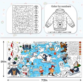 SPERINGEEN Winter Crafts for Kids, Winter Coloring Tablecloth - Winter Holiday Crafts/Games/Gifts/Activities/Decor for Classroom, Family - Winter Decorations for Party Favors - 72 x 35 Inches