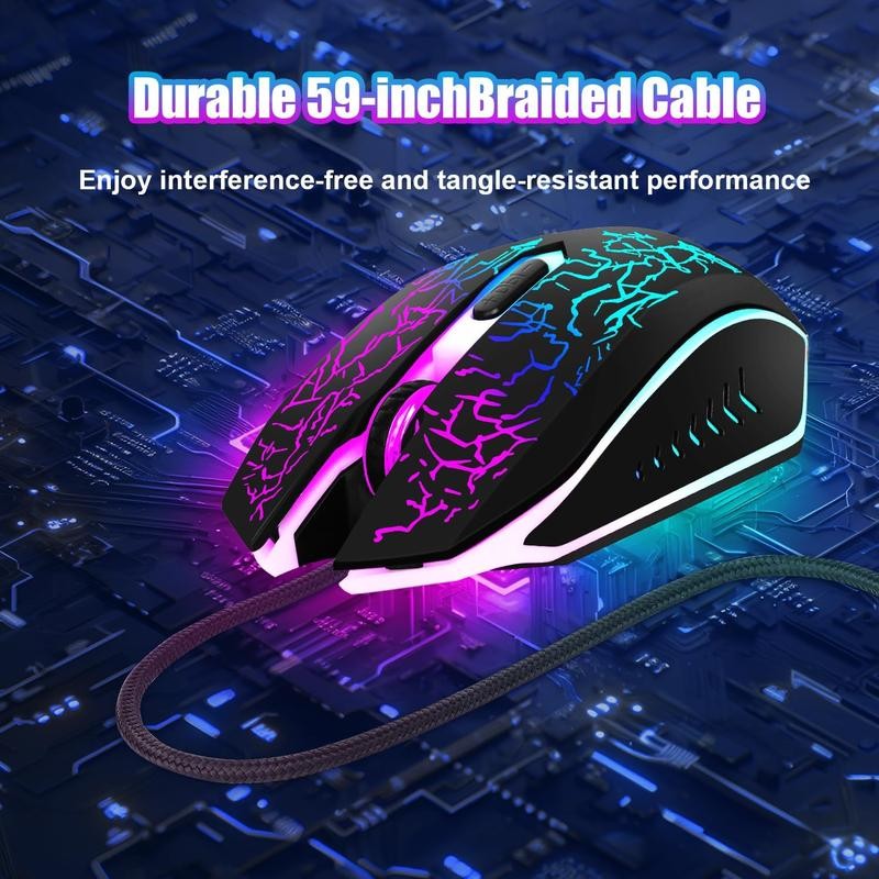 Wired Gaming , 4-Color LED Light Computer , with 6