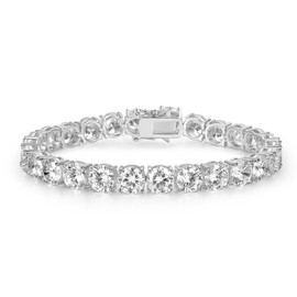 Gemsme 7.0mm Tennis Bracelet,18K White Gold Plated 7.0mm Round Cubic Zirconia Classic Tennis Bracelet For Men and Women