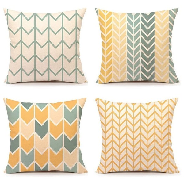 TIDWIACE Set of 4 Yellow-Green Cushion Cover 45x45cm Outdoor Furniture