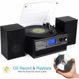 Ditigtnow! Bluetooth Record Player Turntable with Stereo Speaker, LP Vinyl to MP3 Converter