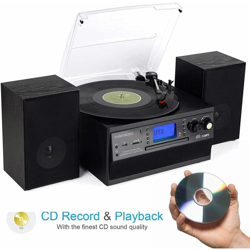 Ditigtnow! Bluetooth Record Player Turntable with Stereo Speaker, LP Vinyl