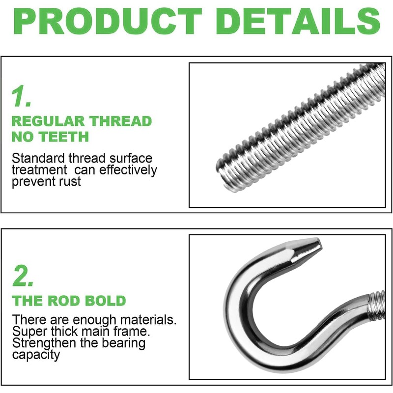 GZhaimai M6 Screw Hook 304 Stainless Steel Ring Screw Hook