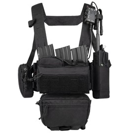 BOMTURN Chest Rig Tactical Airsoft Chest Rig 1000D Molle Micro Chest Rigs Adjustable Detachable Modular Vest with Mag Pouch