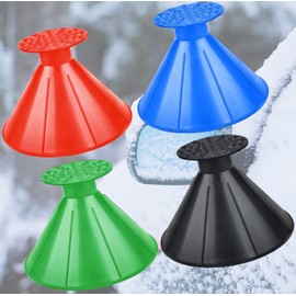 Magical Ice Scraper, 4 Pack Round Snow Scraper for Car Windshield, Car Ice Scraper Cone-Shaped Funnel Snow Remover Tool