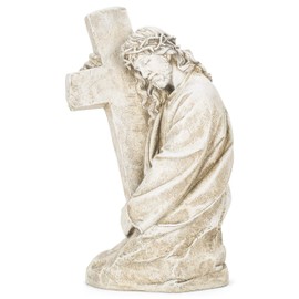 Joseph's Studio by Roman, Jesus Holding a Cross Garden Statue, Religious Outdoor Decor