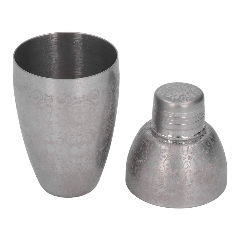 Cocktail Shaker 304 Stainless Steel High Strength Flower Carved Bartending