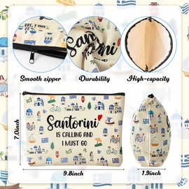 A1DIEE Small Makeup Bag, Wallet Travel Cosmetic Bag Daily Use Zipper Pouch Storage Purse Travel Toiletry Bag Organizer Accessories Make Up Bag Suitable for Travel Birthday College (Santorini)