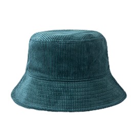 niumanery Unisex Winter Warm Corduroy Velvet Bucket Hat Ribbed Solid Color Fisherman Cap Navy