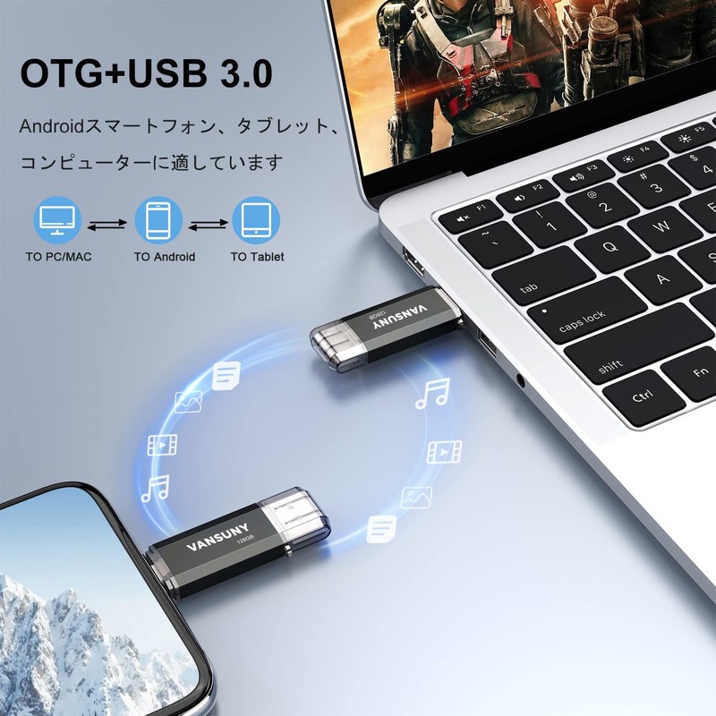 Vansuny USB Memory 128GB Type C Flash Drive 2in1 OTG