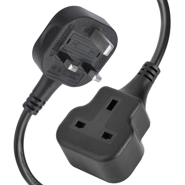 TISDLIP 5M Extension Lead Basic Single Socket Extension,Durable&Fireproof&Easy-Clean Black Power Strip