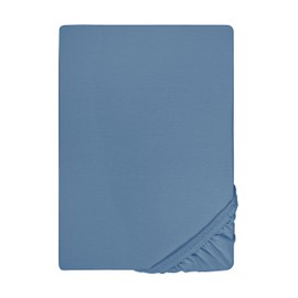 Biberna 0077144 fine jersey fitted sheet (mattress height max. 22 cm), combed cotton, super soft, 1 x 90 x 190 cm > 100 x 200 cm, azure blue