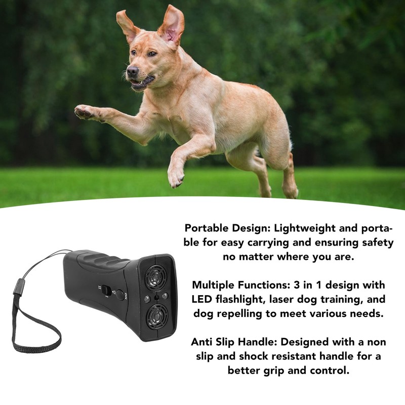 Dog Repeller Dual Sensor Ultrasound LED Light Laser Dog Deterrent