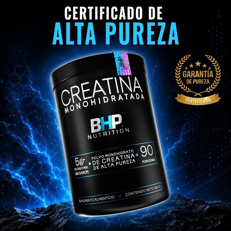 Creatina Monohidratada BHP Nutrition de 450g para Rendimiento Deportivo