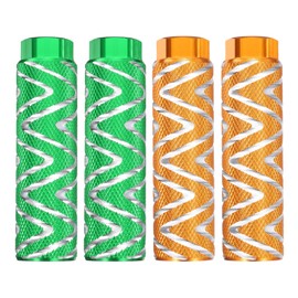 sourcing map 2 Pairs Bike Pegs Aluminum Alloy Rear Stunt Pegs Anti-Skid Foot Pedals Fit 3/8" Axles for Mountain Bike BMX, Green & Yellow