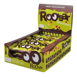 Roobar Haselnuss-Riegel mit Schokoladenüberzug – 100% Bio, Vegan, Fruchtriegel, milchfrei & glutenfrei, ohne raffinierten Zucker - 16 x 30g Riegel