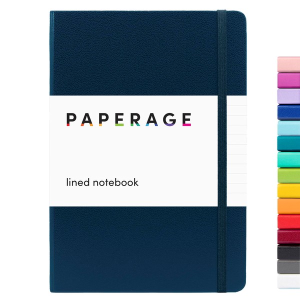 PAPERAGE Lined Journal Notebook, (Navy), 160 Pages, Medium 5.7 inches